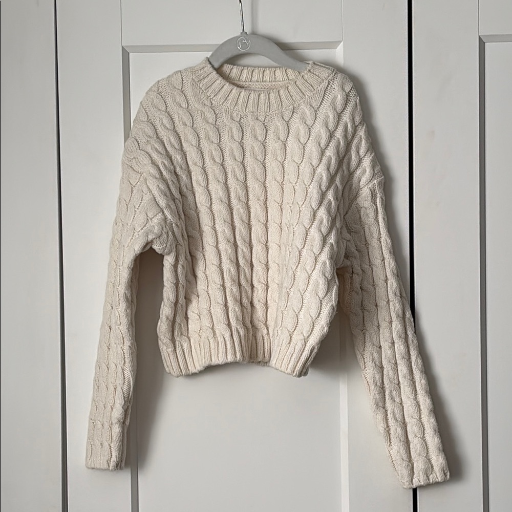 Zara Girls Cable Knit Cream Sweater
